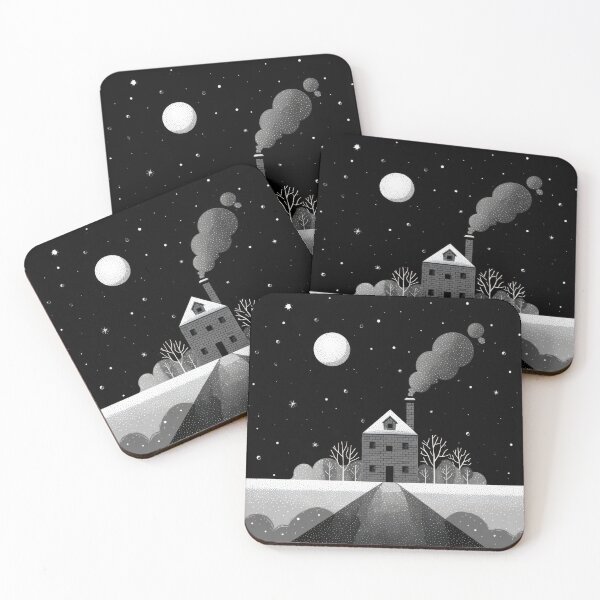 Item preview, House on a snowy night with stars designed and sold by anytka.