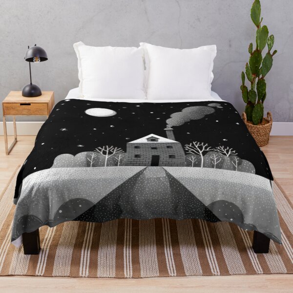Item preview, House on a snowy night with stars designed and sold by anytka.