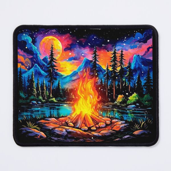 Item preview, Colorful Fantasy Camping Bonfire Scene Illustration designed and sold by GetGoodFit.