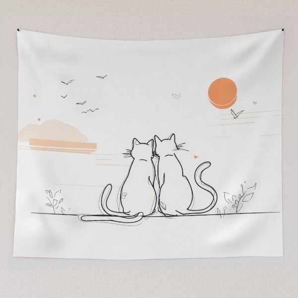 Item preview, Cats watch sunset outdoors designed and sold by anytka.