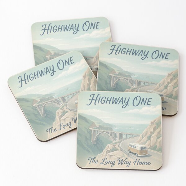 Item preview, Highway One Vintage Travel Poster - The Long Way Home designed and sold by Cozy-Old-Pub.