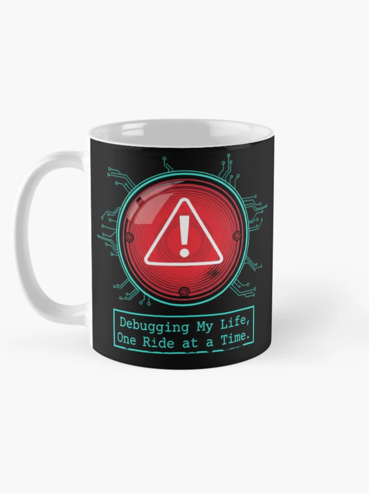 Thumbnail 5 of 6, Coffee Mug, Debugging My Life - Programmer Biker Humor - Motorcycle Code Error Design designed and sold by ChainLogic.