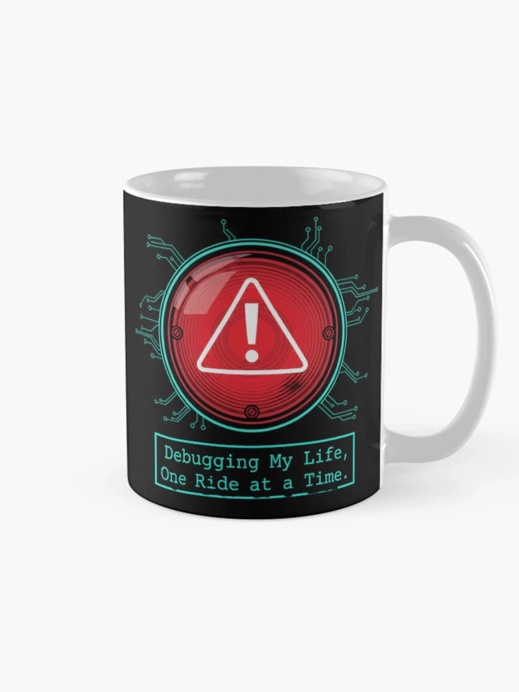 Thumbnail 3 of 6, Coffee Mug, Debugging My Life - Programmer Biker Humor - Motorcycle Code Error Design designed and sold by ChainLogic.