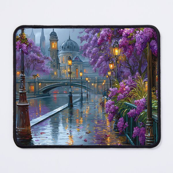 Item preview, Serene Evening in a Flower-Laden Cityscape designed and sold by Artessie.