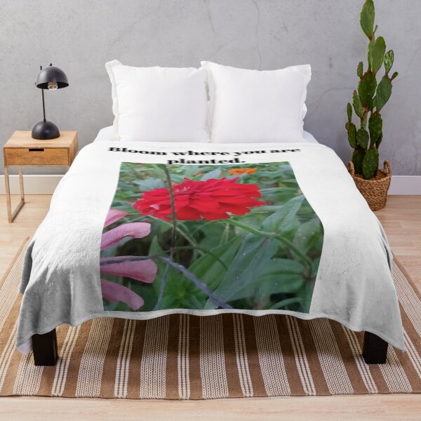 Item preview, "Bloom Where You Are Planted" - Red Flower Garden Quote T-Shirt, Inspirational Botanic Design designed and sold by BennDeLeon.