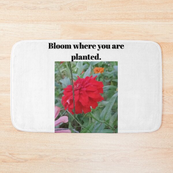Item preview, "Bloom Where You Are Planted" - Red Flower Garden Quote T-Shirt, Inspirational Botanic Design designed and sold by BennDeLeon.
