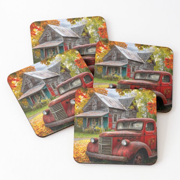 Item preview, Rustic Red Truck Near Abandoned Autumn House designed and sold by Artessie.
