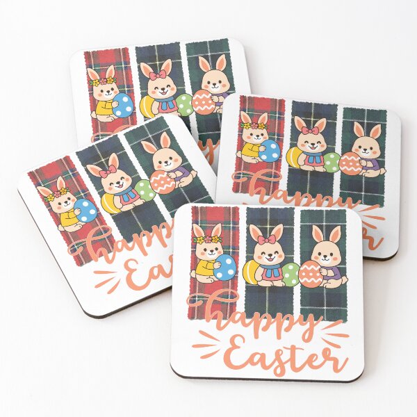 Item preview, Scottish Tartan Bunnies Happy Easter – Cute Plaid Highland Rabbit Art designed and sold by Loom on the Loch.