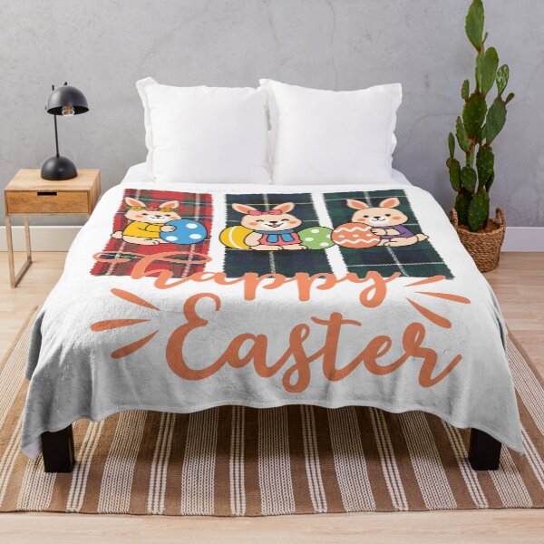 Item preview, Scottish Tartan Bunnies Happy Easter – Cute Plaid Highland Rabbit Art designed and sold by Loom on the Loch.