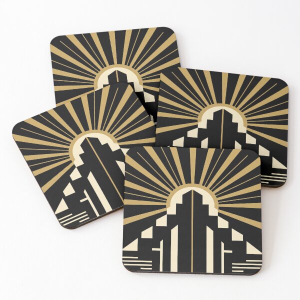 Item preview, Art Deco Sunburst Geometric Wall Art – Modern Gold & Black Design designed and sold by SavinMercantile.
