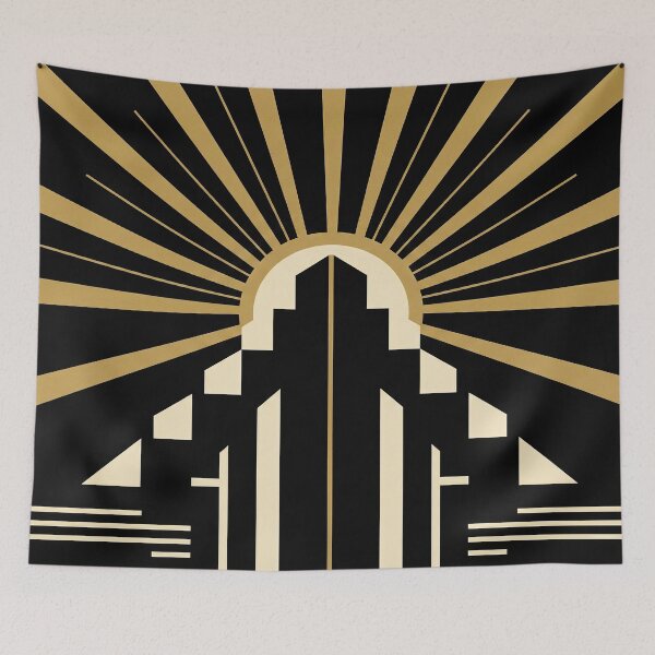 Item preview, Art Deco Sunburst Geometric Wall Art – Modern Gold & Black Design designed and sold by SavinMercantile.