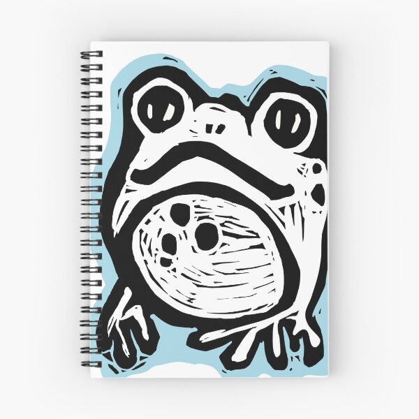 Item preview, Frog and toad happy smile linoprint designed and sold by petalecho.