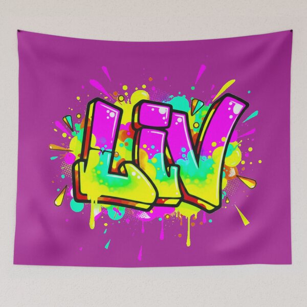 Item preview, LIV - Vibrant Graffiti Bubble Letter Name Art designed and sold by Printforluck.
