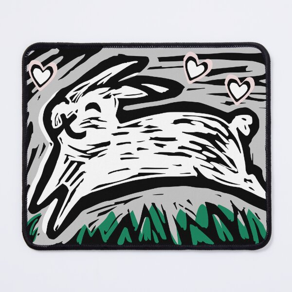 Item preview, Rabbit cute bunny linoprint modern graphic design designed and sold by petalecho.