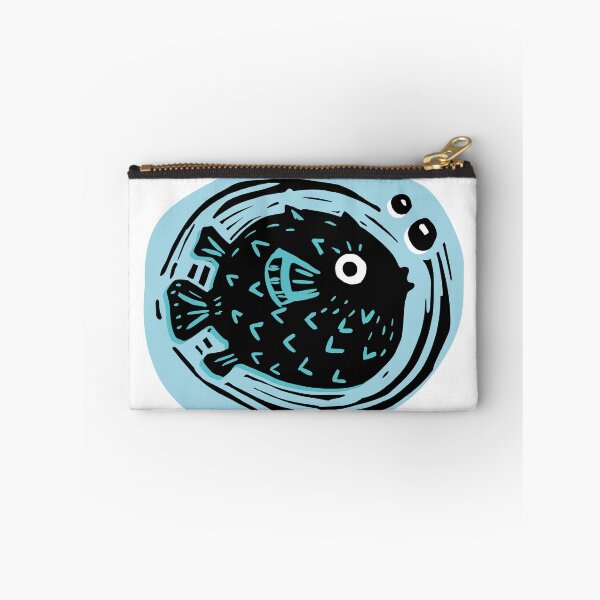 Item preview, Pufferfish deep sea dive cute ocean linoprint designed and sold by petalecho.