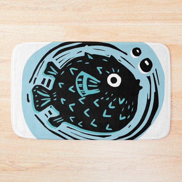 Item preview, Pufferfish deep sea dive cute ocean linoprint designed and sold by petalecho.