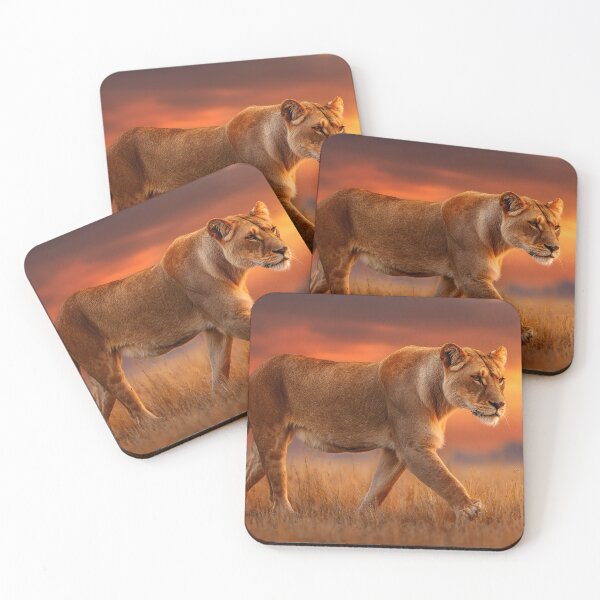 Item preview, Majestic Lioness Walking in Sunset Background designed and sold by Artessie.