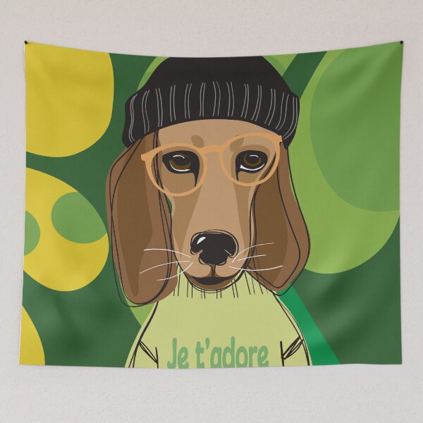 Item preview, Cute little gardener dog dressed in green  designed and sold by FlowerFolie.