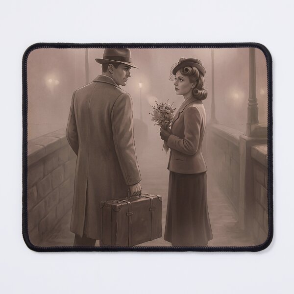 Item preview, A Timeless Love: Vintage 1940s Cinematic Romance on a Foggy Bridge designed and sold by 1950s ⭐⭐⭐⭐⭐.
