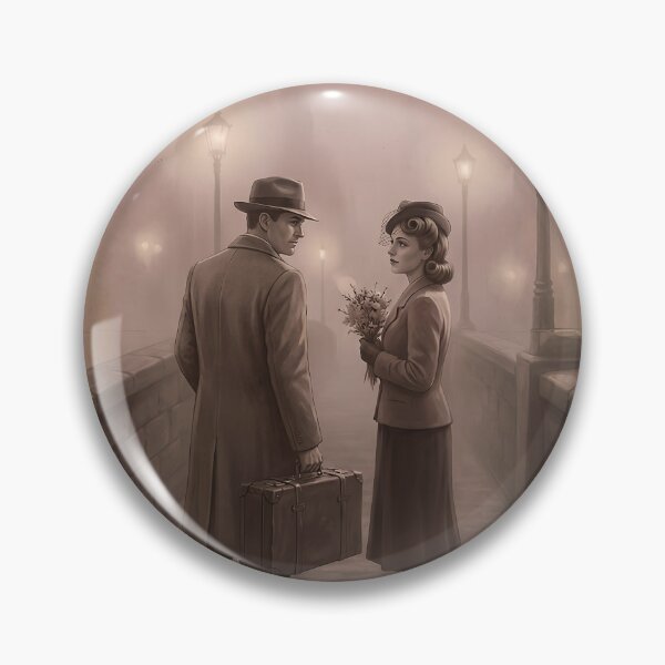 Item preview, A Timeless Love: Vintage 1940s Cinematic Romance on a Foggy Bridge designed and sold by 1950s ⭐⭐⭐⭐⭐.