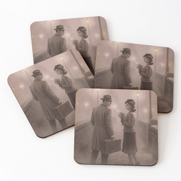 Item preview, A Timeless Love: Vintage 1940s Cinematic Romance on a Foggy Bridge designed and sold by 1950s ⭐⭐⭐⭐⭐.