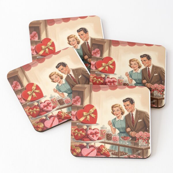 Item preview, Retro 1950s Valentine's Day Chocolate Shop - Vintage Couple design designed and sold by 1950s ⭐⭐⭐⭐⭐.