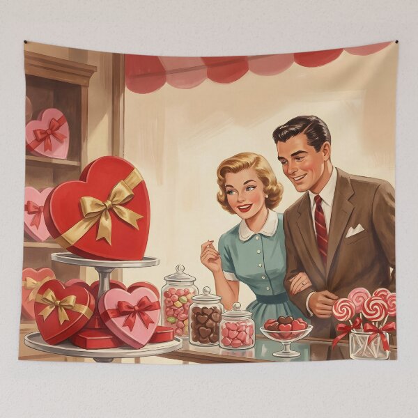 Item preview, Retro 1950s Valentine's Day Chocolate Shop - Vintage Couple design designed and sold by 1950s ⭐⭐⭐⭐⭐.