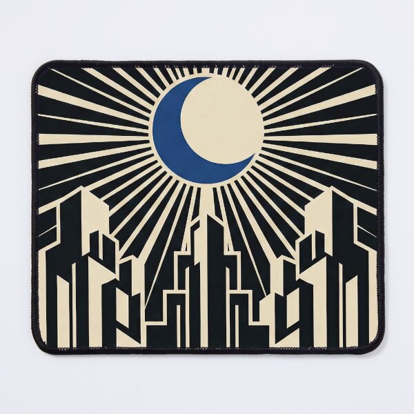 Item preview, Art Deco Moon and Rays Geometric Wall Art – Modern Night Sky Design designed and sold by SavinMercantile.