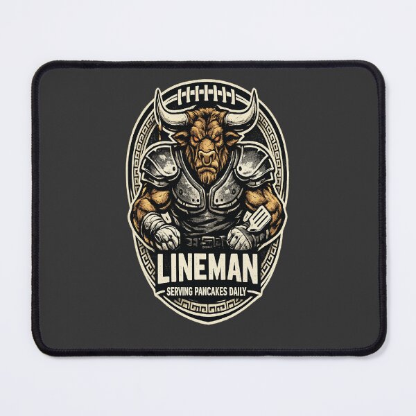Item preview, Gridiron Minotaur Breakfast Brawler – LINEMAN Serving Pancakes Daily designed and sold by POD DYNASTY | Original Print On Demand T-Shirt Graphics.