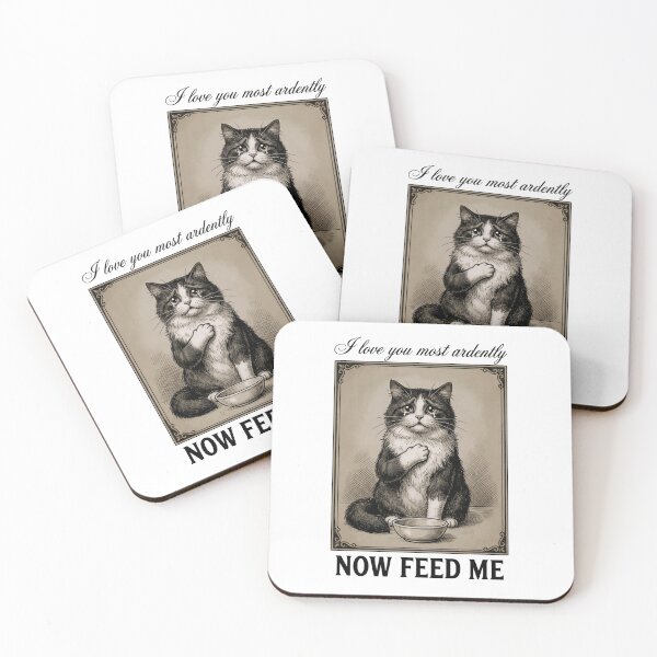 Item preview, Vintage Style Cat I Love You Most Ardently Now Feed Me designed and sold by Fenay Designs.