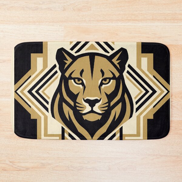 Item preview, Art Deco Panther Geometric Wall Art – Modern Gold & Black Animal Design designed and sold by SavinMercantile.