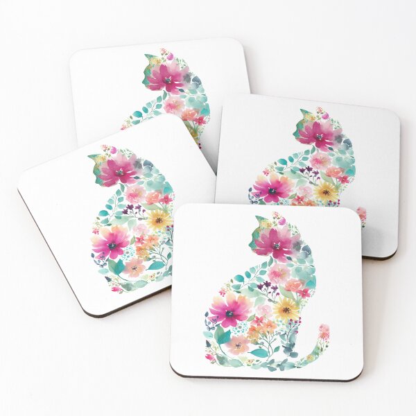 Item preview, Watercolor Floral Cat Silhouette designed and sold by M&A Design House.