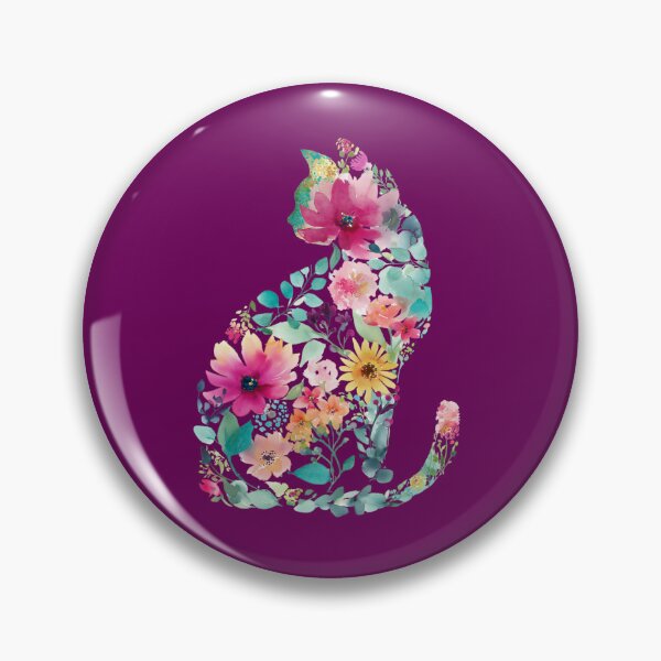 Artikelvorschau, Aquarell-Blumenkatzen-Silhouette entworfen und verkauft von M&A Design House.