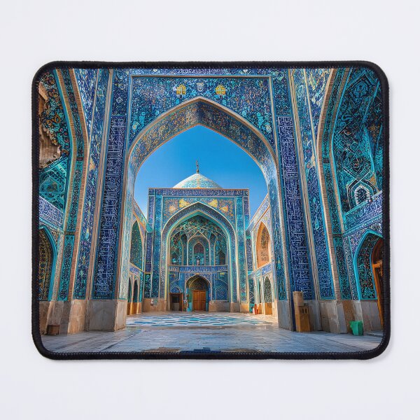 Item preview, Intricate Blue Mosaic Architecture of a Historic Mosque designed and sold by Artessie.