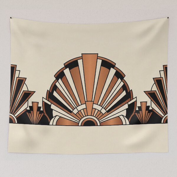 Item preview, Art Deco Shell Fan Wall Art – Geometric Seashell in Warm Copper & Cream designed and sold by SavinMercantile.