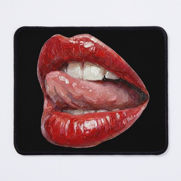 Item preview, Seductive Red Lips and Tongue - Textured Oil Painting designed and sold by Simple Graphics.