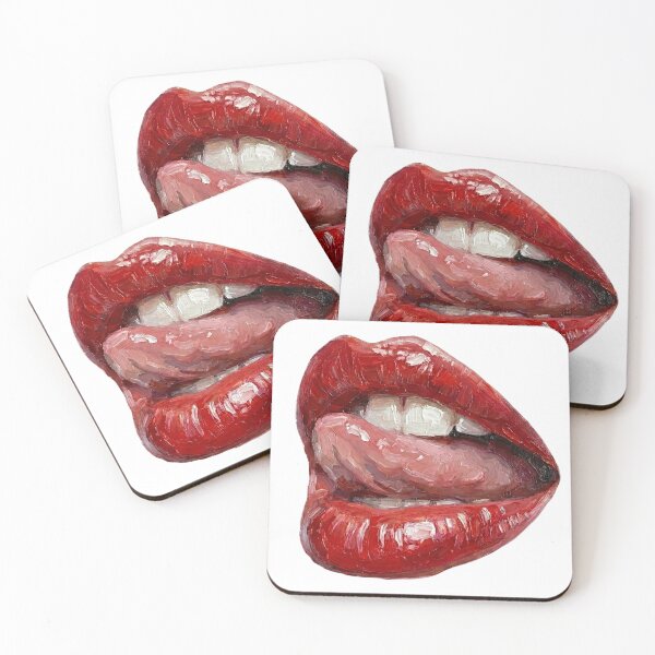 Item preview, Seductive Red Lips and Tongue - Textured Oil Painting designed and sold by Simple Graphics.