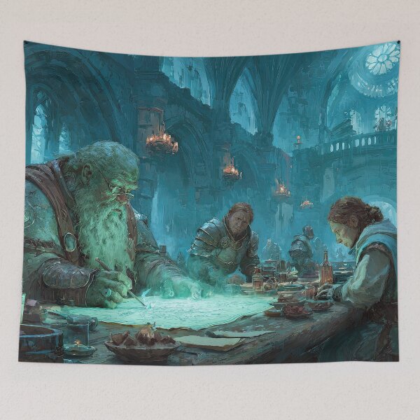 Item preview, Medieval Scholars Studying a Glowing Map designed and sold by Grimwald-Art.