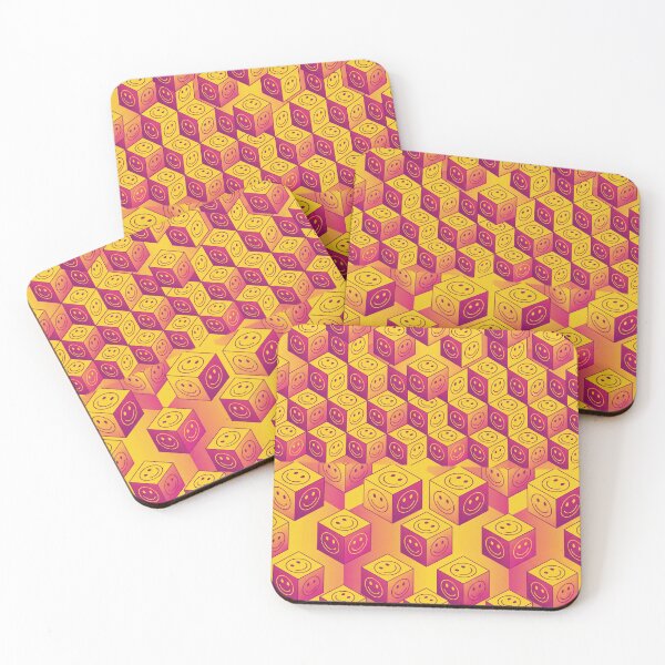 Item preview, Isometric Smiley Cubes Seamless Pattern Y2K Gradient Design designed and sold by patternproai.