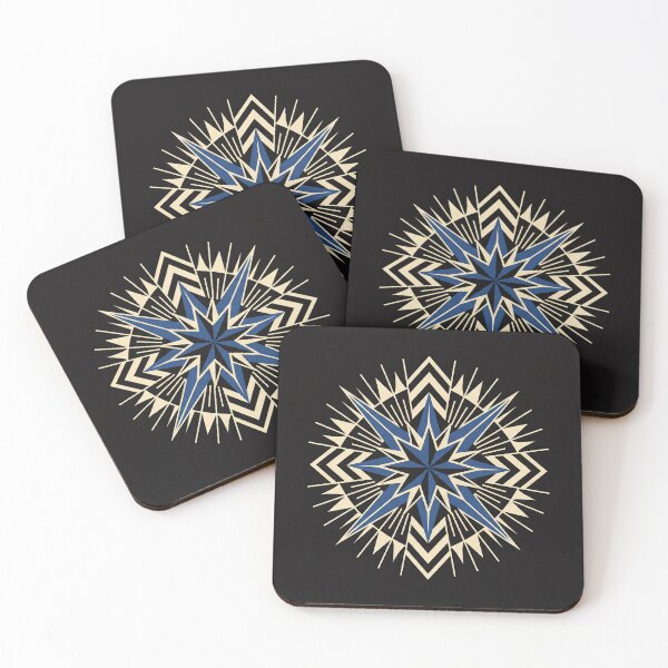 Item preview, Art Deco Star Medallion – Geometric Sunburst Design in Midnight Blue & Cream designed and sold by SavinMercantile.