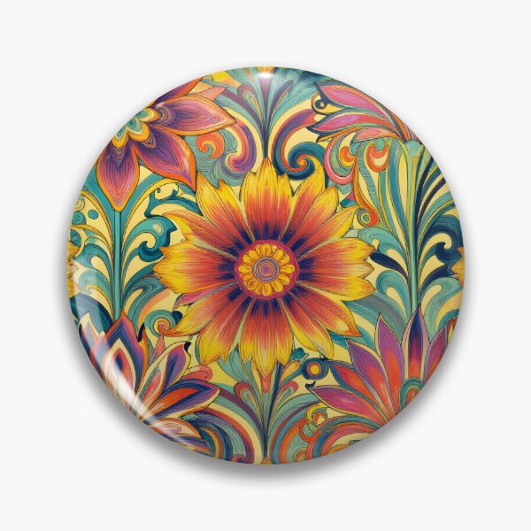 Item preview, Flower Power Colourful Flower Pattern Art Nouveau designed and sold by druidwolfart.