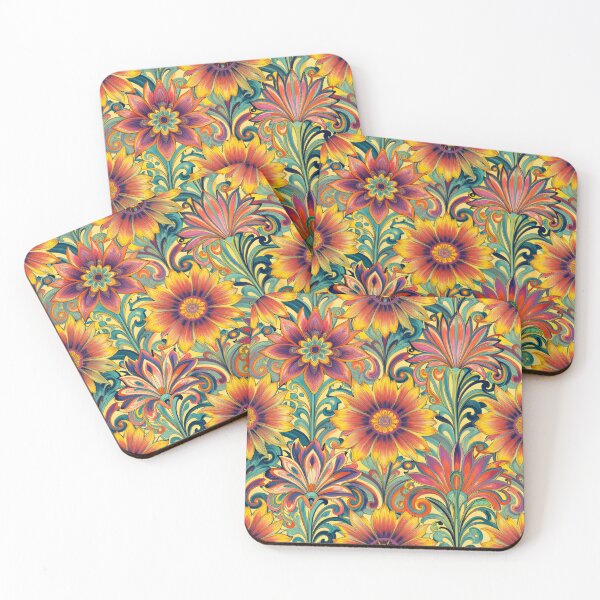 Item preview, Flower Power Colourful Flower Pattern Art Nouveau designed and sold by druidwolfart.