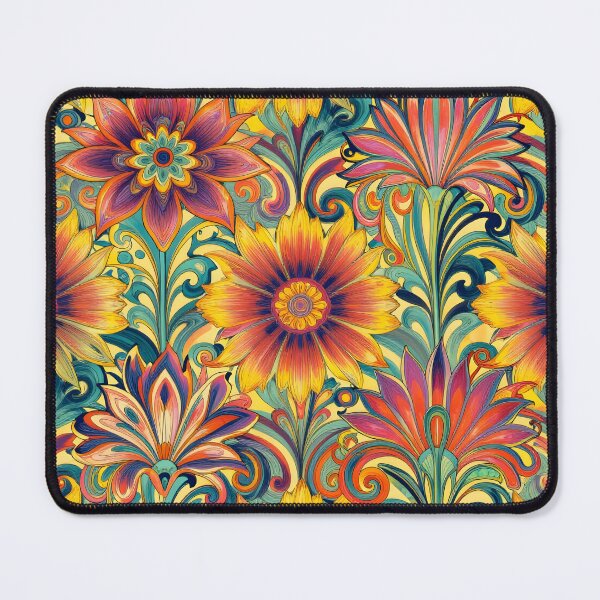 Item preview, Flower Power Colourful Flower Pattern Art Nouveau designed and sold by druidwolfart.