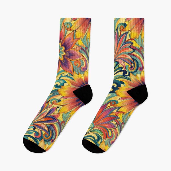 Item preview, Flower Power Colourful Flower Pattern Art Nouveau designed and sold by druidwolfart.
