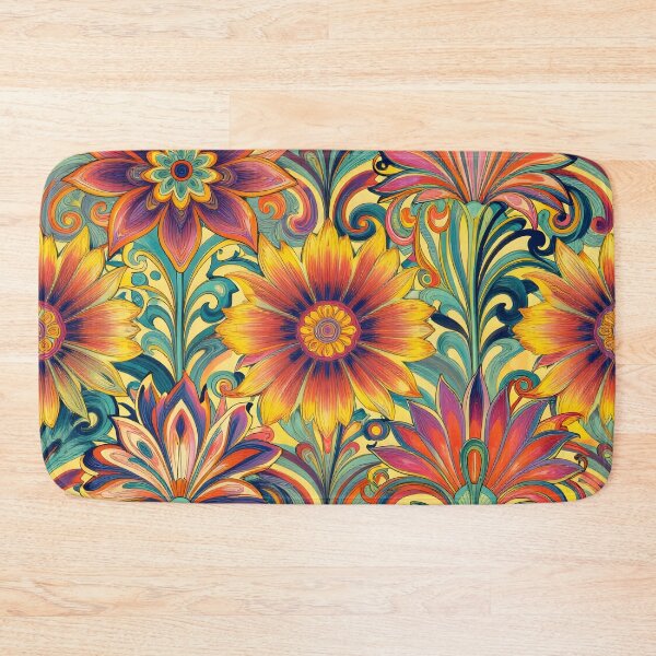 Item preview, Flower Power Colourful Flower Pattern Art Nouveau designed and sold by druidwolfart.