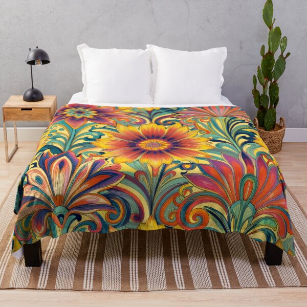 Item preview, Flower Power Colourful Flower Pattern Art Nouveau designed and sold by druidwolfart.