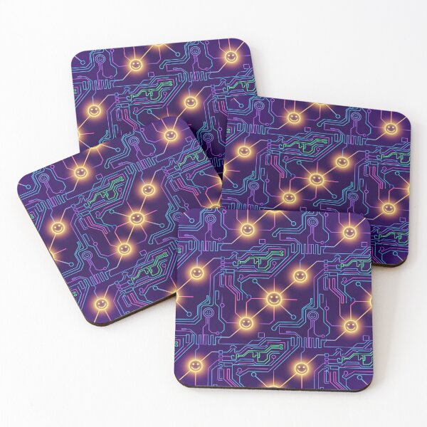 Item preview, Y2K Smiley Wireframe Circuit Seamless Pattern designed and sold by patternproai.