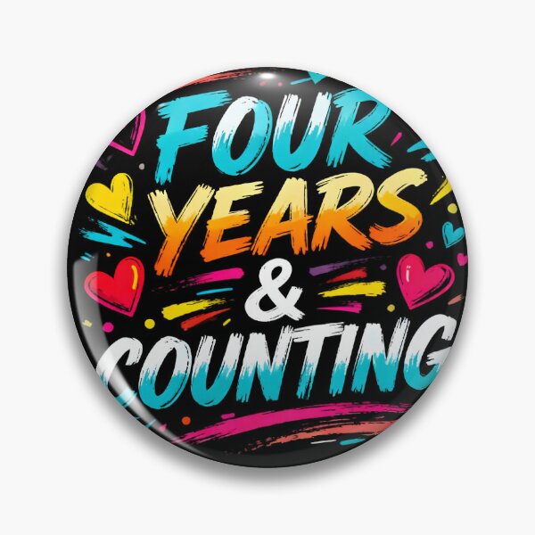 Item preview, Four Years & Counting – Colorful Typography Anniversary Design on Black designed and sold by FreeFromDefault.
