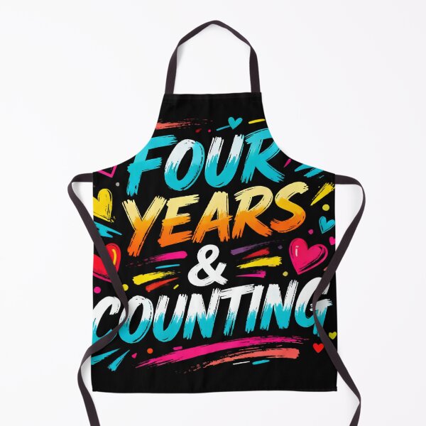 Item preview, Four Years & Counting – Colorful Typography Anniversary Design on Black designed and sold by FreeFromDefault.
