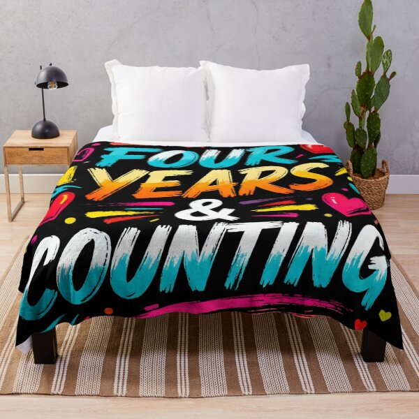 Item preview, Four Years & Counting – Colorful Typography Anniversary Design on Black designed and sold by FreeFromDefault.